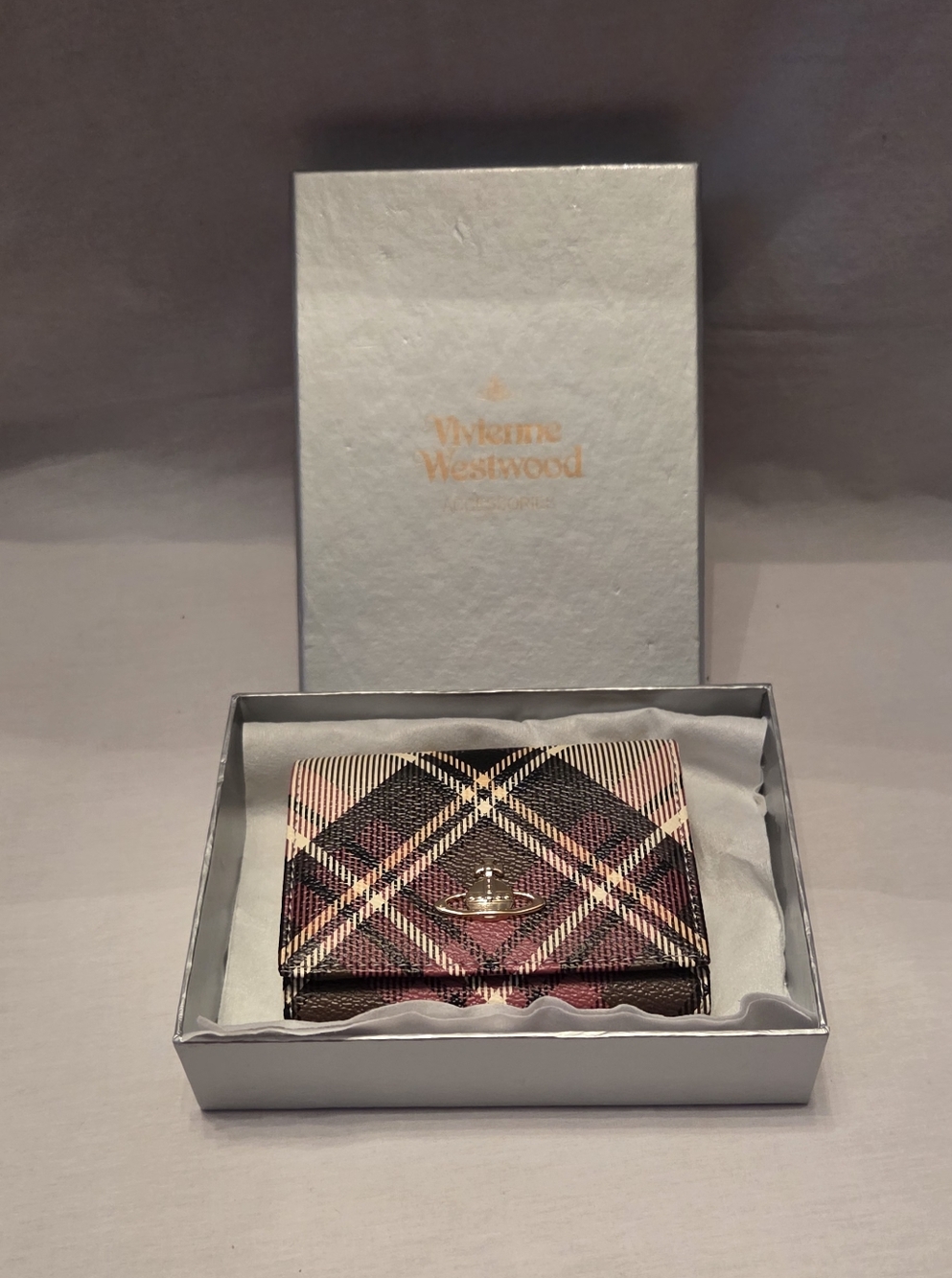 Vivienne Westwood Trifold Plaid Small Frame Wallet